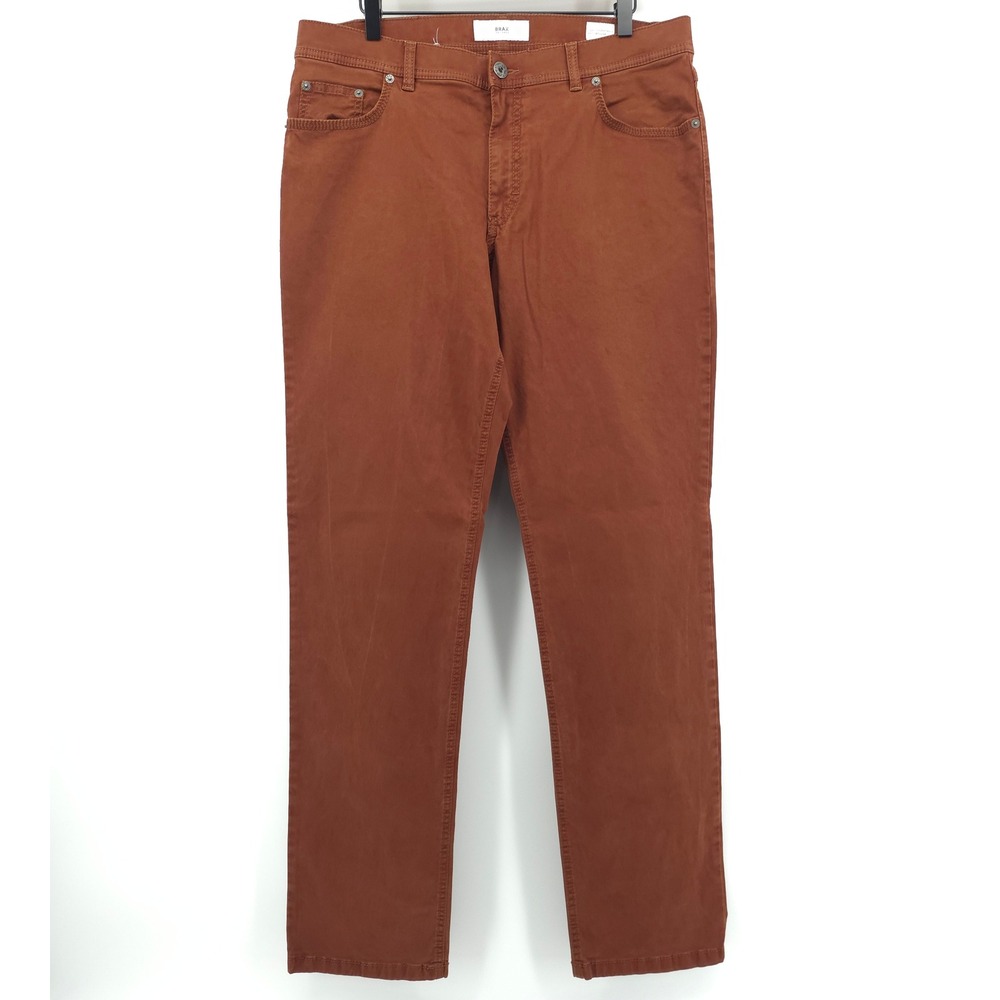 Brax Mens Pants Cooper Fancy 36/34 Terracotta Regular Fit Chino